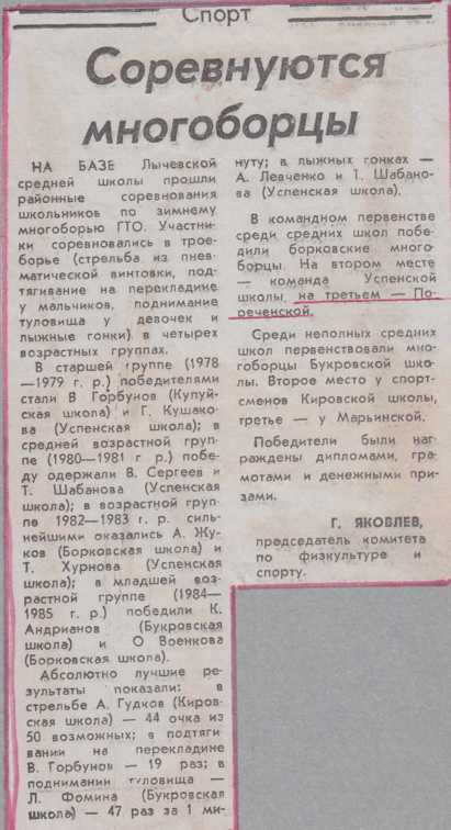 1994-1995 г. Соревнуются многоборцы.