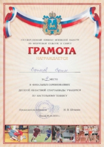 Настольный теннис. Ефимов Ефим.